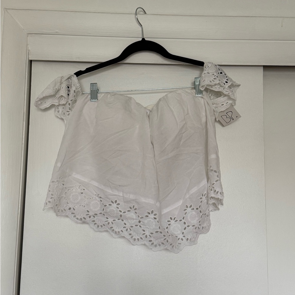 White Eyelet Off-Shoulder Top